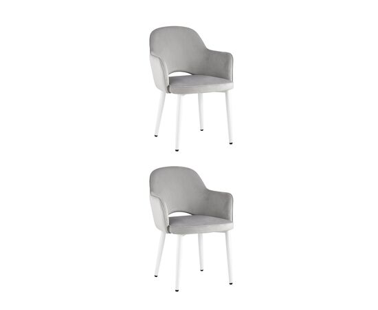Стул Венера велюр серебристый ножки белые 2 шт | Интернет магазин мебели и декора LifeDekor
