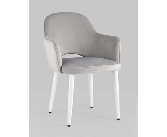 Стул Венера велюр серый ножки белые, изображение 2 | Интернет магазин мебели и декора LifeDekor