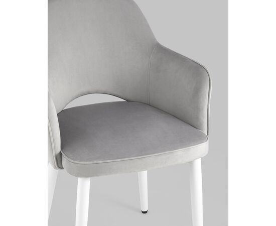 Стул Венера велюр серый ножки белые, изображение 10 | Интернет магазин мебели и декора LifeDekor