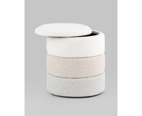 Пуф с ящиком Hive S букле бежевый, изображение 4 | Интернет магазин мебели и декора LifeDekor