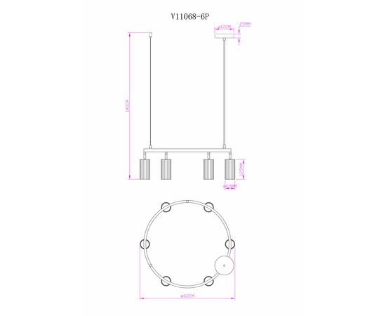 Люстра подвесная Moderli V11068-6P Cora, изображение 7 | Интернет магазин мебели и декора LifeDekor