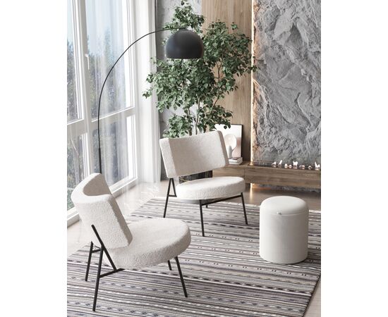 Кресло District Lounge букле белый, изображение 4 | Интернет магазин мебели и декора LifeDekor