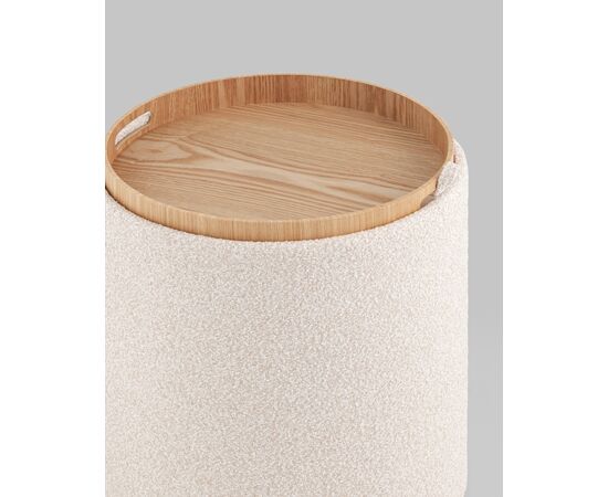 Пуф-столик с ящиком Хюгге S букле бежевый, изображение 6 | Интернет магазин мебели и декора LifeDekor