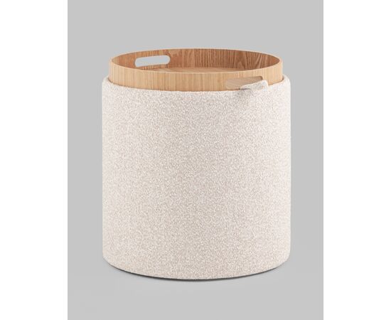 Пуф-столик с ящиком Хюгге XS букле бежевый, изображение 6 | Интернет магазин мебели и декора LifeDekor