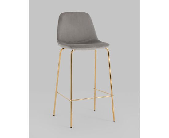 Стул барный Валенсия SN велюр серый золотые ножки 2 шт, изображение 2 | Интернет магазин мебели и декора LifeDekor