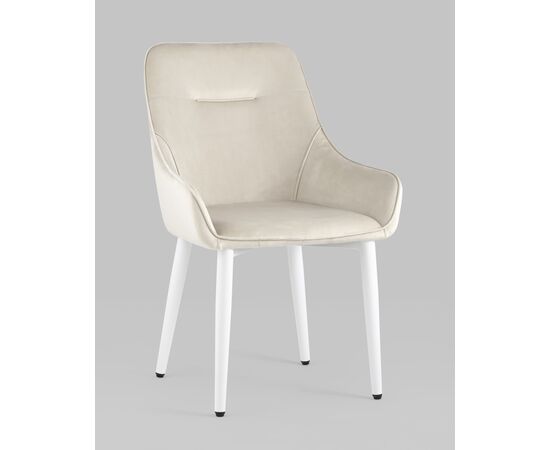 Стул Диана велюр кремовый ножки белые 4 шт, изображение 2 | Интернет магазин мебели и декора LifeDekor