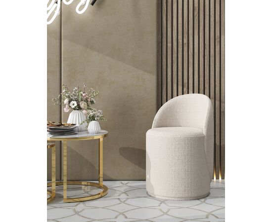 Пуф Loreen вращающийся букле белый, изображение 3 | Интернет магазин мебели и декора LifeDekor