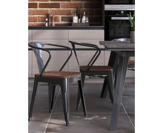 Стул TOLIX ARM WOOD с подлокотниками черный, изображение 5 | Интернет магазин мебели и декора LifeDekor