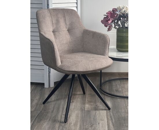 Стул НОРМАН 360 град., цвет BELLA-03/CYPRUS-03 латте, шенилл/замша / черный каркас М-City | Интернет магазин мебели и декора LifeDekor