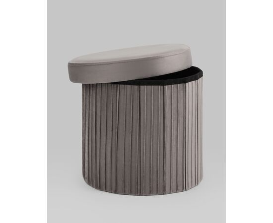 Пуф складной с ящиком Store Round антрацитовый, изображение 10 | Интернет магазин мебели и декора LifeDekor