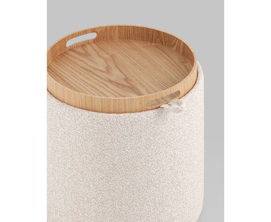 Пуф-столик с ящиком Хюгге XS букле бежевый, изображение 13 | Интернет магазин мебели и декора LifeDekor