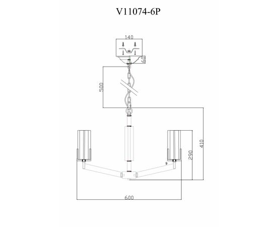Люстра подвесная Moderli V11074-6P Brass, изображение 10 | Интернет магазин мебели и декора LifeDekor