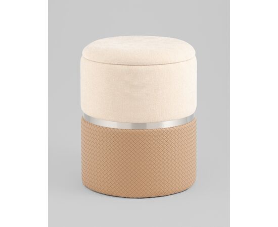 Пуф Кэрри с ящиком серебро шенилл бежевый, изображение 2 | Интернет магазин мебели и декора LifeDekor