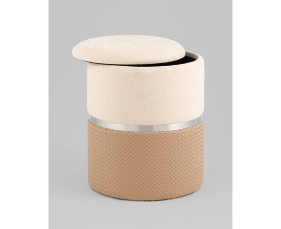 Пуф Кэрри с ящиком серебро шенилл бежевый, изображение 3 | Интернет магазин мебели и декора LifeDekor