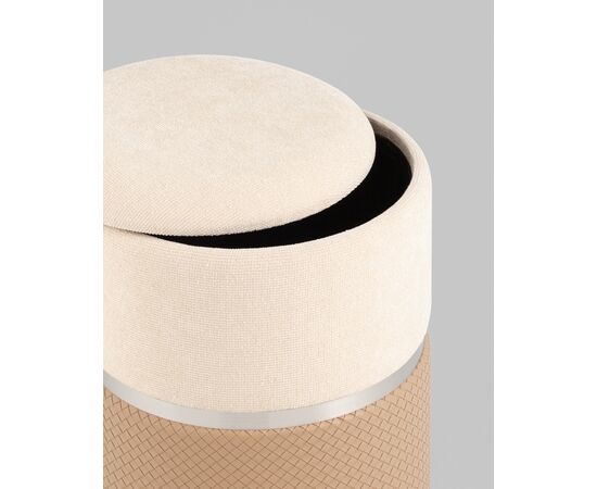 Пуф Кэрри с ящиком серебро шенилл бежевый, изображение 5 | Интернет магазин мебели и декора LifeDekor