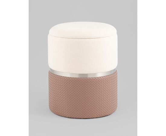 Пуф Кэрри с ящиком серебро шенилл светло-коричневый, изображение 2 | Интернет магазин мебели и декора LifeDekor