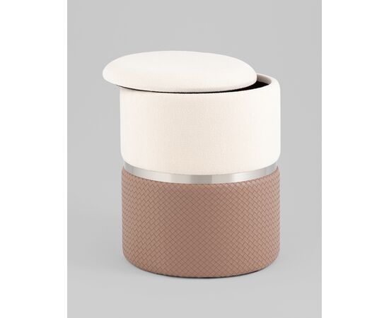 Пуф Кэрри с ящиком серебро шенилл светло-коричневый, изображение 3 | Интернет магазин мебели и декора LifeDekor