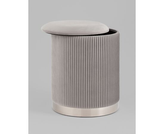 Пуф Шарлотта с ящиком серебро велюр серебристый, изображение 3 | Интернет магазин мебели и декора LifeDekor