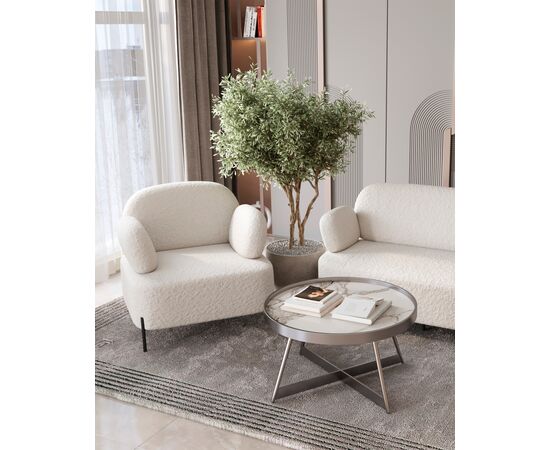 Кресло Кэнди ткань букле белый, изображение 4 | Интернет магазин мебели и декора LifeDekor