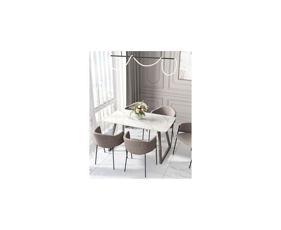 Стол обеденный Vermont 140*80 см керамика белая ножки серые, изображение 3 | Интернет магазин мебели и декора LifeDekor