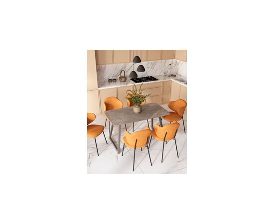 Стол обеденный Vermont 140*80 см  керамика темная ножки серые, изображение 3 | Интернет магазин мебели и декора LifeDekor