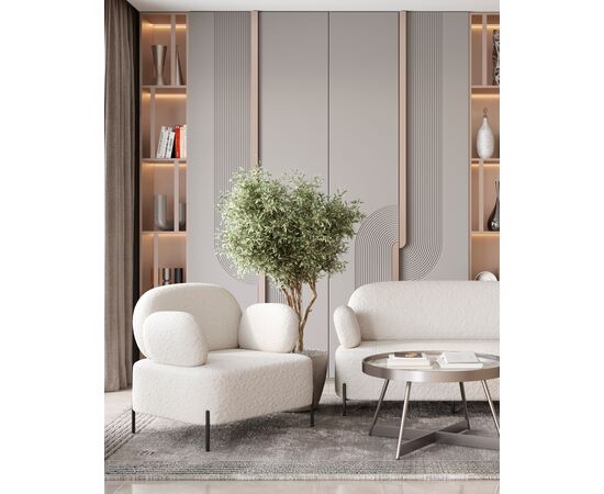 Кресло Кэнди ткань букле белый, изображение 3 | Интернет магазин мебели и декора LifeDekor