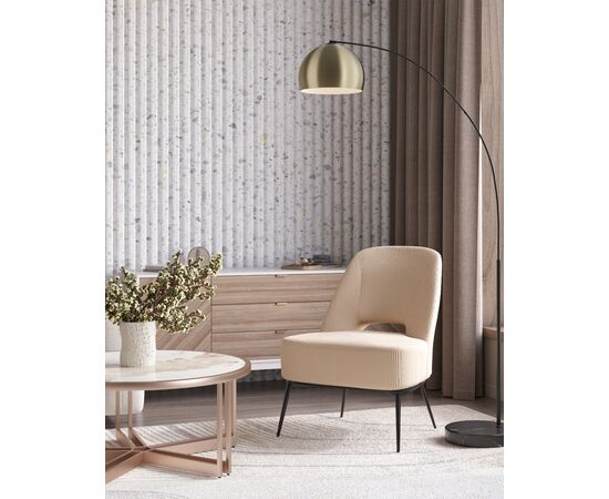 Кресло лаунж Бостон велюр рельефный молочный, изображение 3 | Интернет магазин мебели и декора LifeDekor