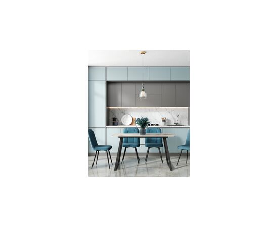 Стол обеденный Vermont 140*80 см керамика светлая ножки черные, изображение 4 | Интернет магазин мебели и декора LifeDekor