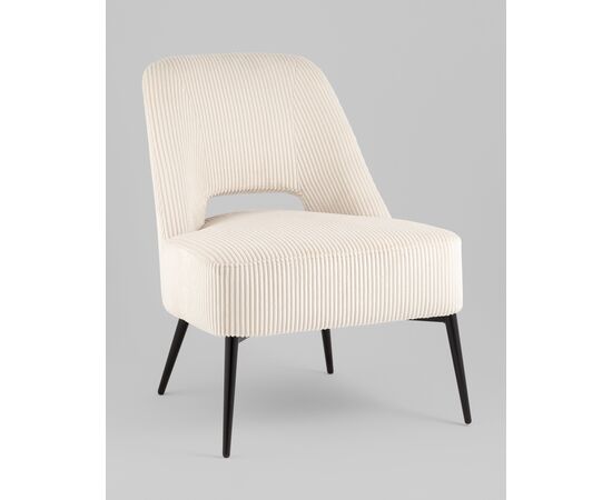 Кресло лаунж Бостон велюр рельефный молочный, изображение 2 | Интернет магазин мебели и декора LifeDekor