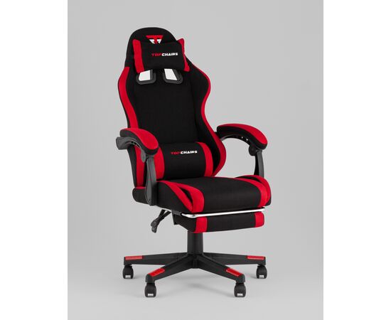 Кресло спортивное TopChairs Prophet с оттоманкой ткань черно-красный, изображение 2 | Интернет магазин мебели и декора LifeDekor