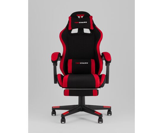 Кресло спортивное TopChairs Prophet с оттоманкой ткань черно-красный, изображение 5 | Интернет магазин мебели и декора LifeDekor