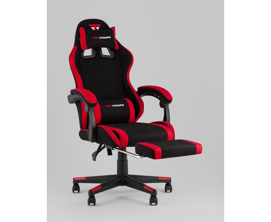 Кресло спортивное TopChairs Prophet с оттоманкой ткань черно-красный, изображение 6 | Интернет магазин мебели и декора LifeDekor