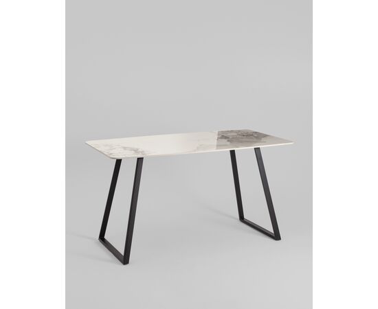 Стол обеденный Vermont 140*80 см керамика светлая ножки черные, изображение 2 | Интернет магазин мебели и декора LifeDekor