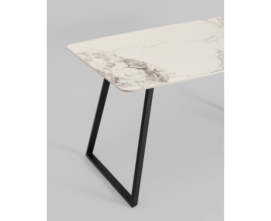 Стол обеденный Vermont 140*80 см керамика светлая ножки черные, изображение 6 | Интернет магазин мебели и декора LifeDekor