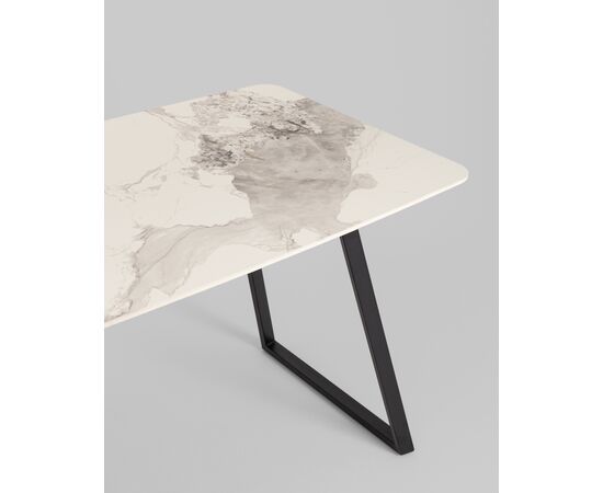 Стол обеденный Vermont 140*80 см керамика светлая ножки черные, изображение 7 | Интернет магазин мебели и декора LifeDekor