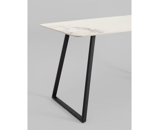 Стол обеденный Vermont 140*80 см керамика светлая ножки черные, изображение 8 | Интернет магазин мебели и декора LifeDekor