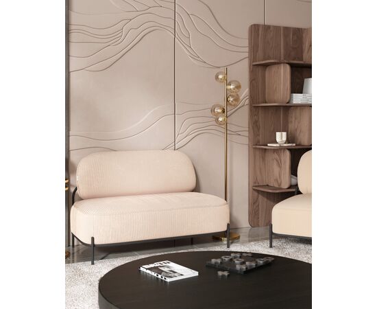 Диван Стоун велюр рельефный молочный, изображение 4 | Интернет магазин мебели и декора LifeDekor