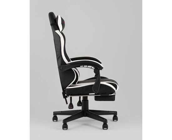 Кресло спортивное TopChairs Prophet с оттоманкой черно-белый, изображение 4 | Интернет магазин мебели и декора LifeDekor