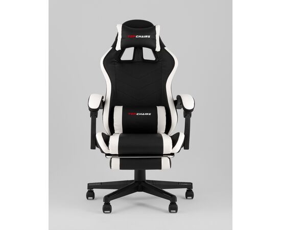 Кресло спортивное TopChairs Prophet с оттоманкой черно-белый, изображение 3 | Интернет магазин мебели и декора LifeDekor