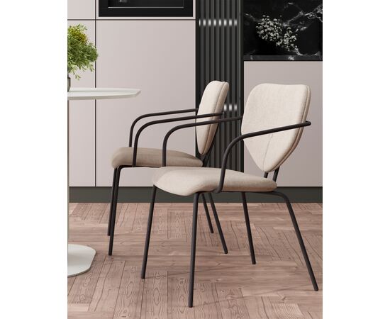Стул обеденный Masey с подлокотниками бежевый, изображение 3 | Интернет магазин мебели и декора LifeDekor