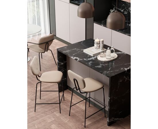 Стул полубарный Masey бежевый с бежевой экокожей, изображение 3 | Интернет магазин мебели и декора LifeDekor