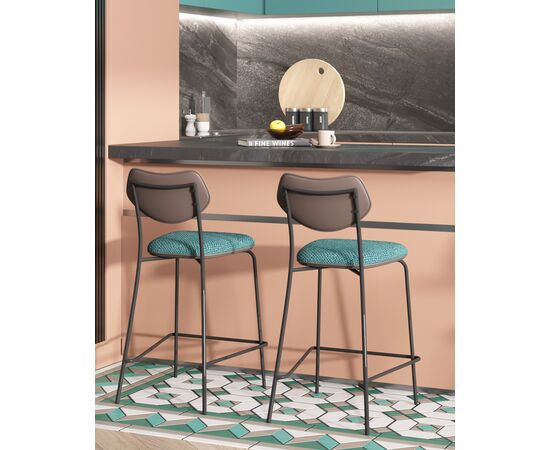 Стул полубарный Casey темно-бирюзовый с серой экокожей, изображение 3 | Интернет магазин мебели и декора LifeDekor