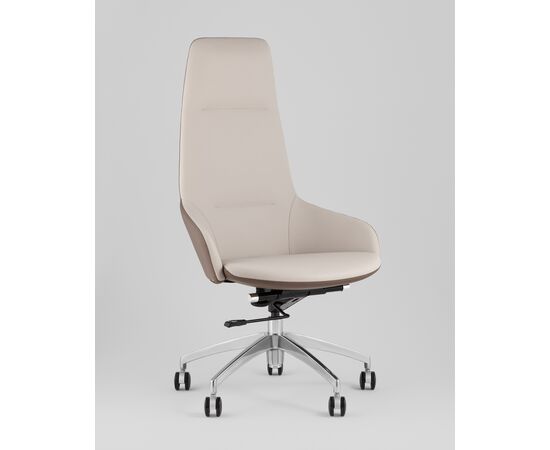 Кресло руководителя TopChairs Soulo светло-серый, коричневый, изображение 2 | Интернет магазин мебели и декора LifeDekor