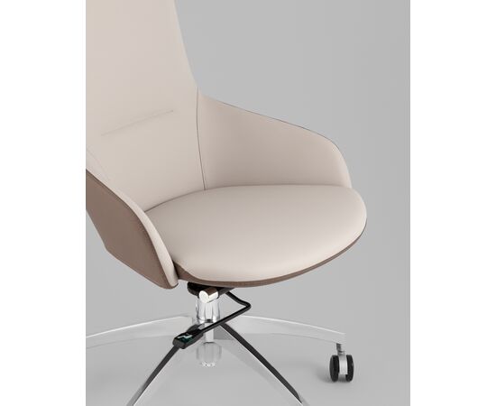 Кресло руководителя TopChairs Soulo светло-серый, коричневый, изображение 10 | Интернет магазин мебели и декора LifeDekor