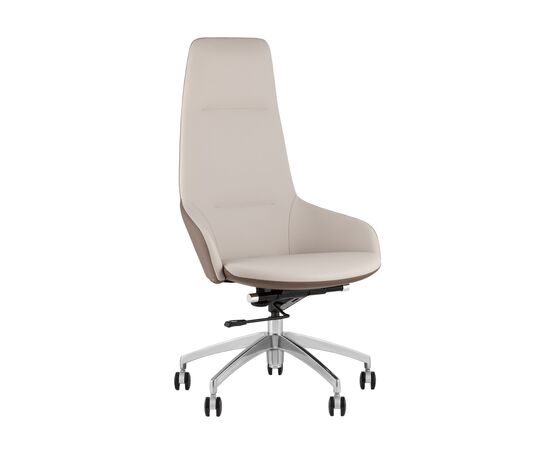 Кресло руководителя TopChairs Soulo светло-серый, коричневый | Интернет магазин мебели и декора LifeDekor