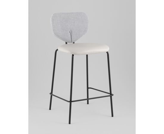 Стул полубарный Masey серый с серой экокожей, изображение 2 | Интернет магазин мебели и декора LifeDekor