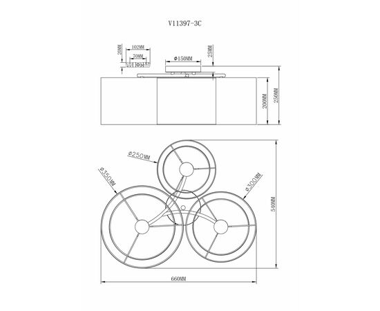 Светильник потолочный Moderli V11397-3C Massa, изображение 6 | Интернет магазин мебели и декора LifeDekor