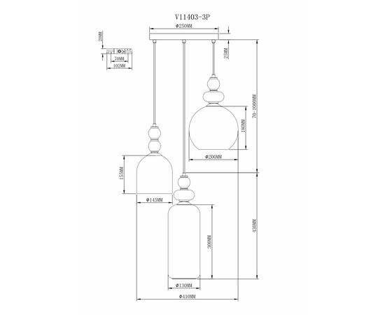 Светильник подвесной Moderli V11403-3P Tamina, изображение 6 | Интернет магазин мебели и декора LifeDekor