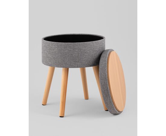 Пуф с ящиком Store Woody рогожка серая, изображение 6 | Интернет магазин мебели и декора LifeDekor