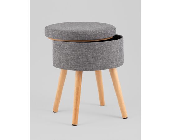 Пуф с ящиком Store Woody рогожка серая, изображение 7 | Интернет магазин мебели и декора LifeDekor